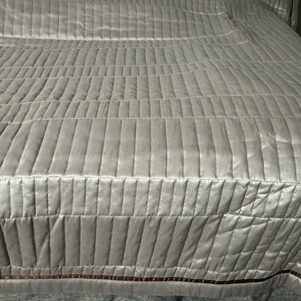 Duvet Silver 5 pc set Park Ave collection Duvet, two pillows shams 2 cur…